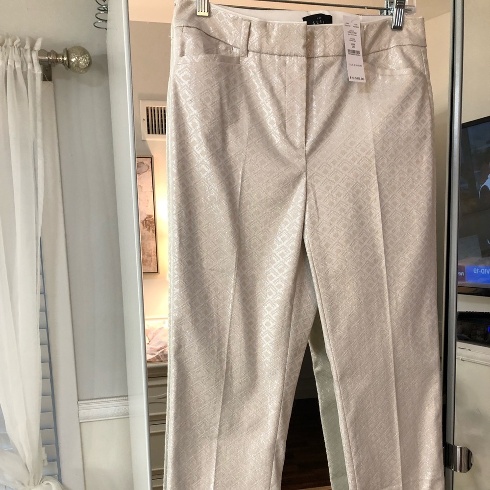 NWT❗️White House Black Market Cream Metallic Skinny Ankle Pant